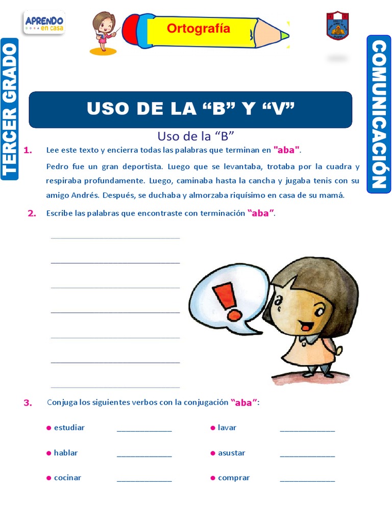 Actividades de Ortografía: Uso de B y V | PDF | Artes del Lenguaje y ...