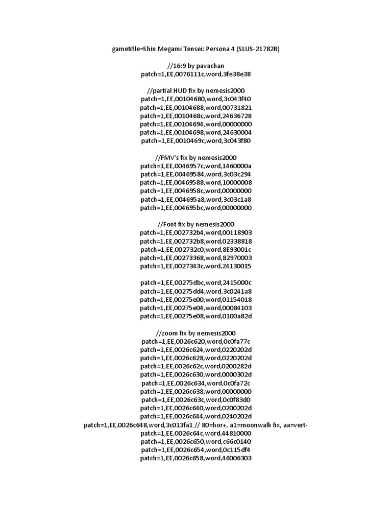 Persona 4 Cheat WS | PDF