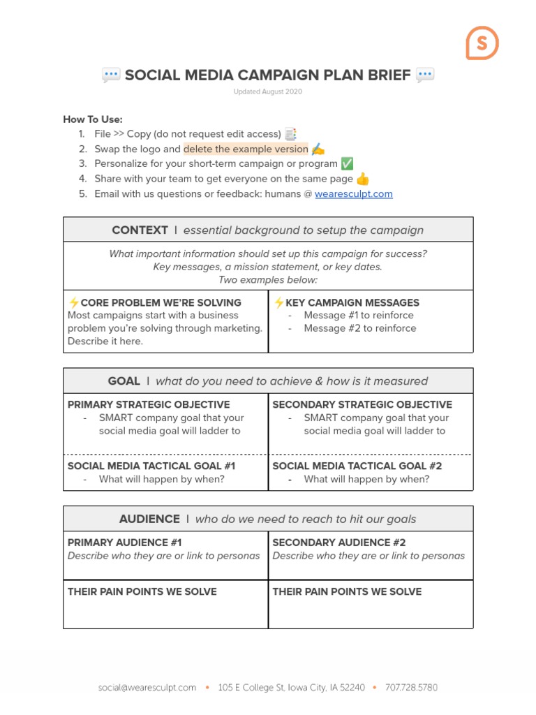 2020 SocialMediaPlan Brief Template Public | PDF | Goal | Popular ...