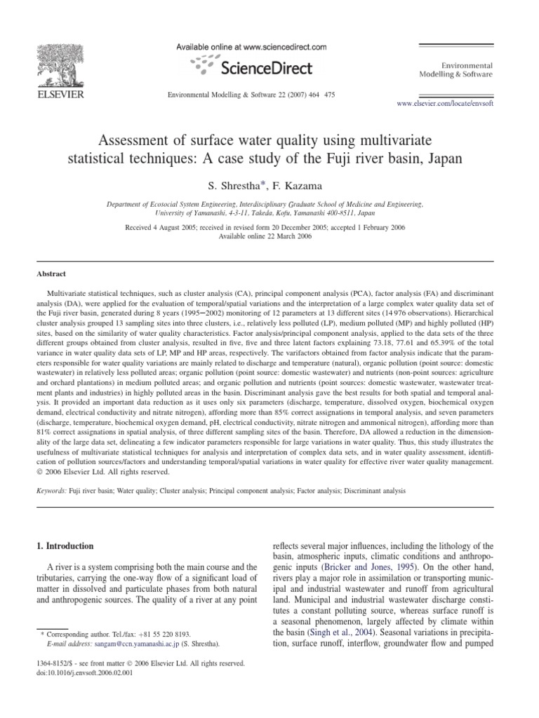 Fuji River Basin Water Quality Analysis | PDF | Principal Component ...