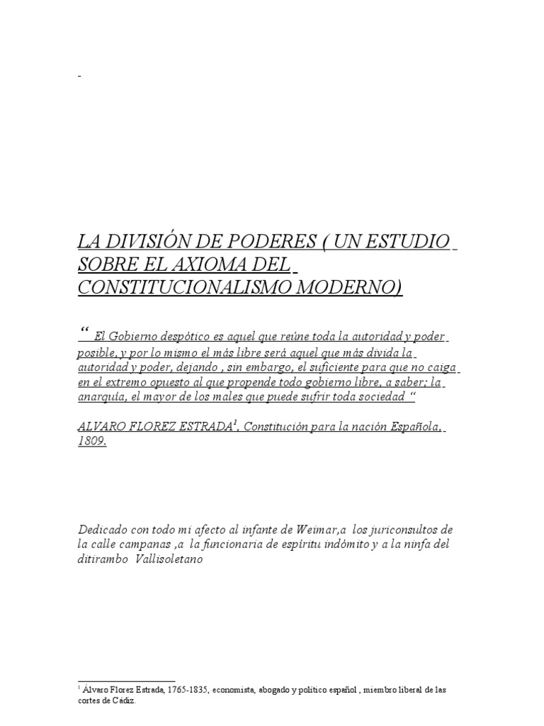 División de Poderes en el Liberalismo | PDF | Separación de poderes ...