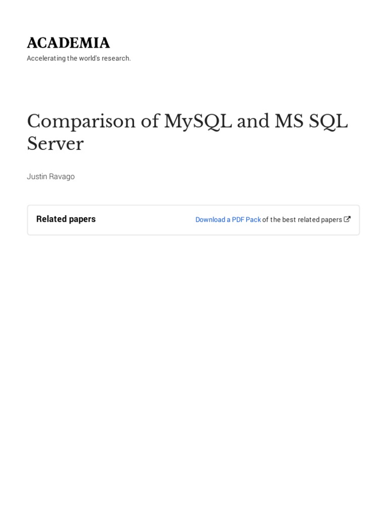 Comparison of MySQL and MS SQL | PDF | My Sql | Microsoft Sql Server