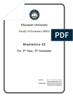 Khurasan University Faculty of Economics (BBA) : Statistics-II