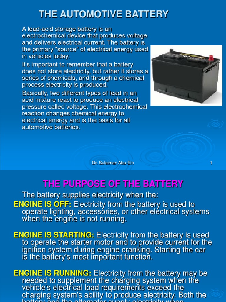The Automotive Battery PDF Rechargeable Battery Galvanic Cells