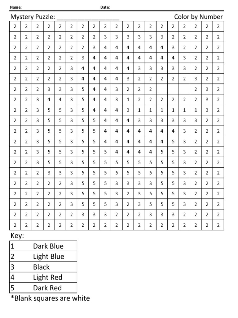 Mystery Puzzle Color by Number PDF