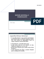 Cálculo de divisões angulares com aparelho divisor universal