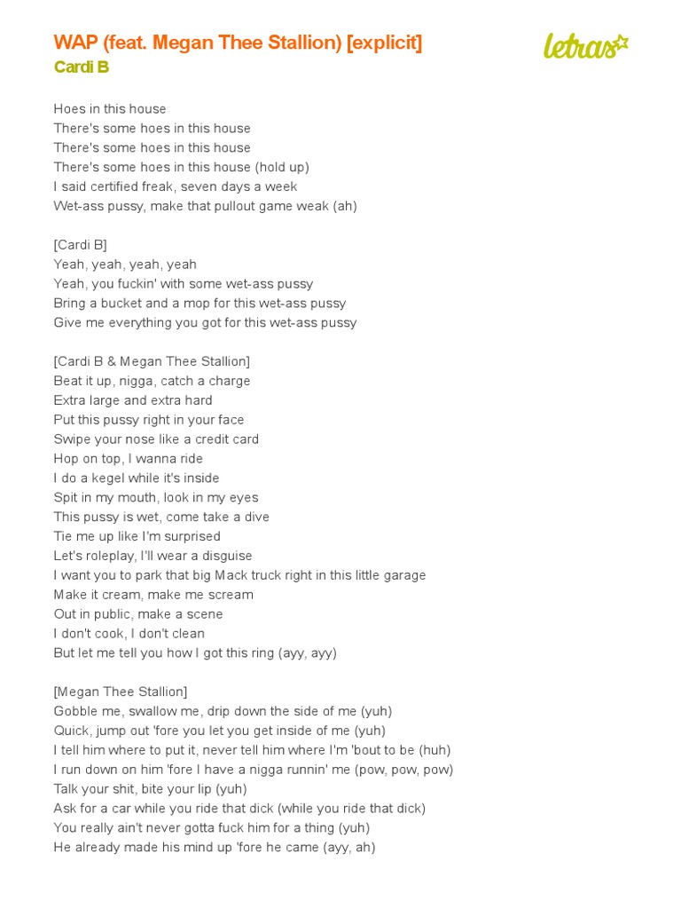 Cardi B Megan Thee Stallion Wap Explicit Pdf Songs Written