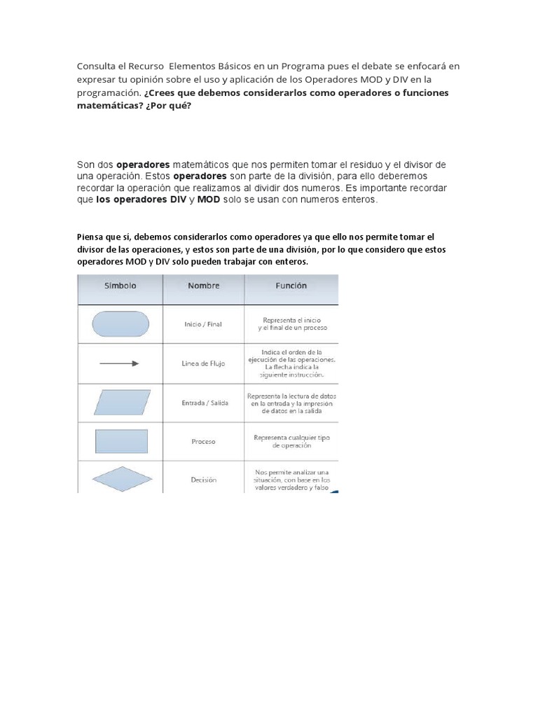 Operadores MOD y DIV: ¿operadores o funciones | PDF