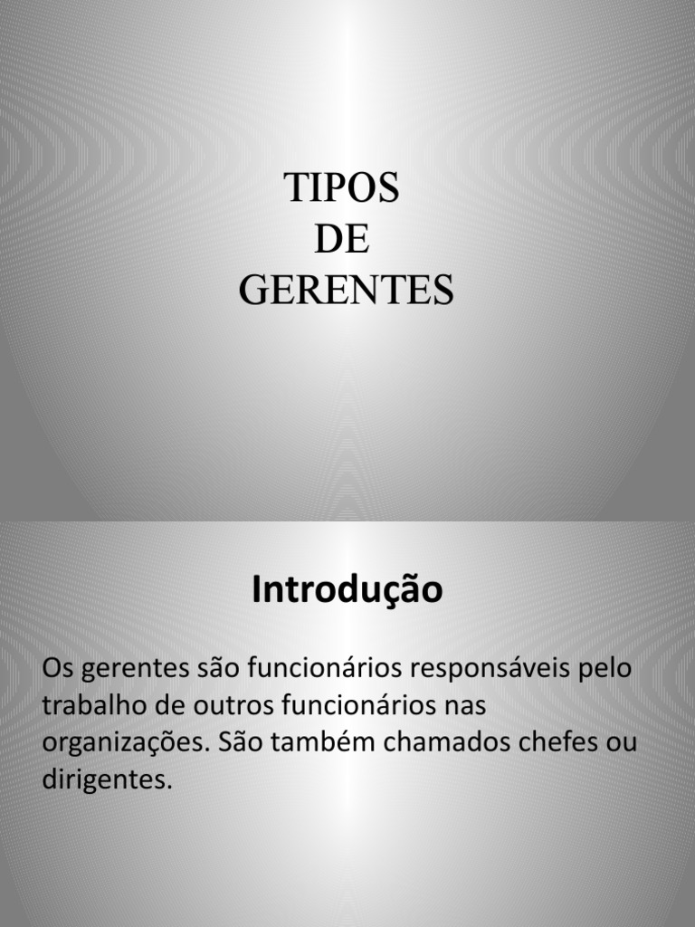 Tipos de Gerentes e Suas Funções | PDF | Autoajuda