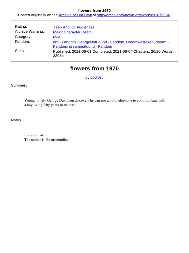 Flowers From 1970 PDF