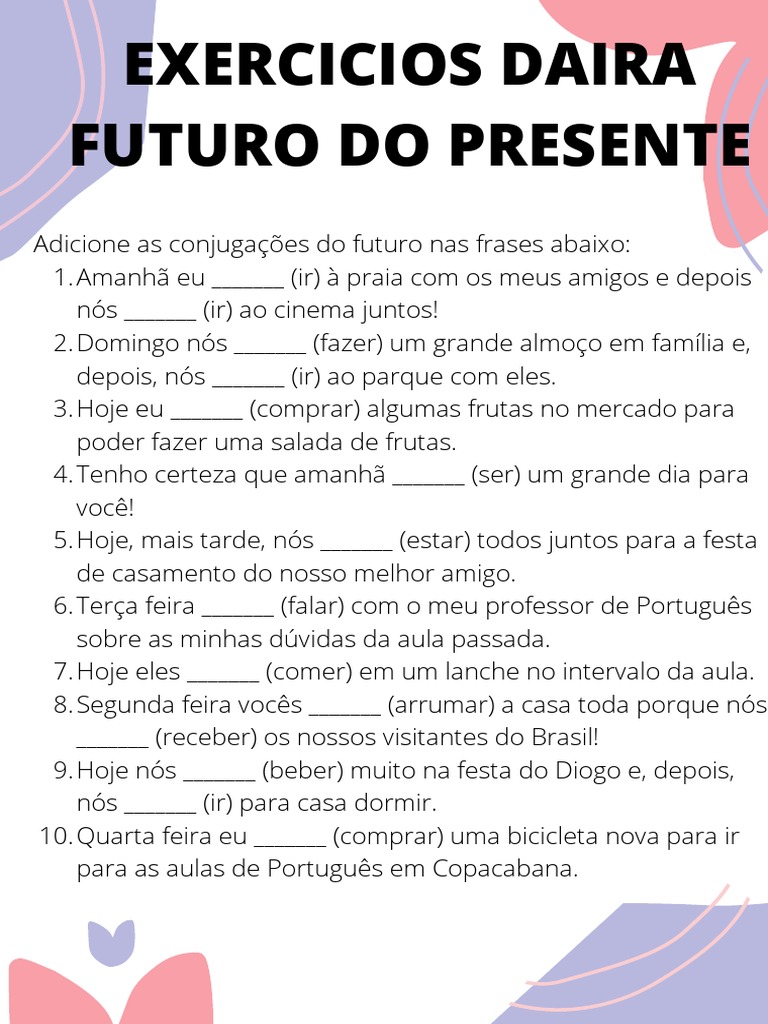 Exercícios de Futuro do Presente | PDF