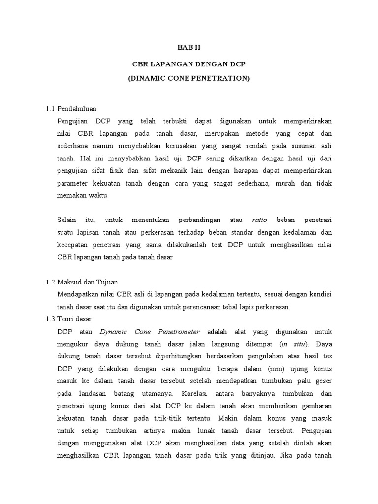 Pengujian CBR Tanah dengan DCP | PDF