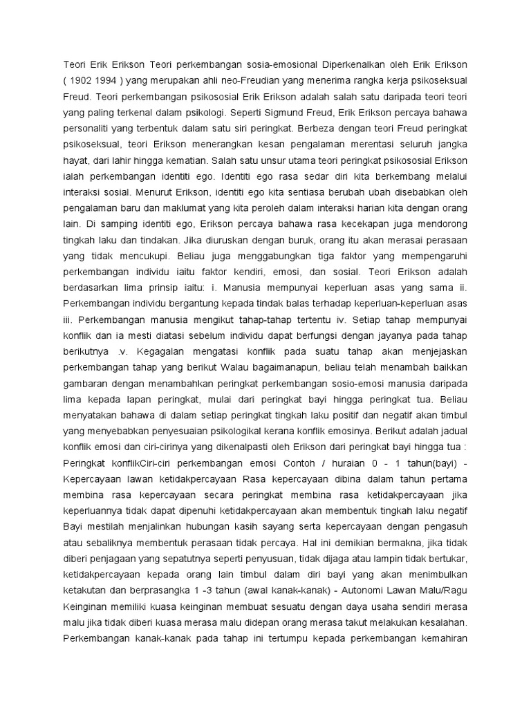 Teori Erik Erikson Teori Perkembangan Sosia PDF