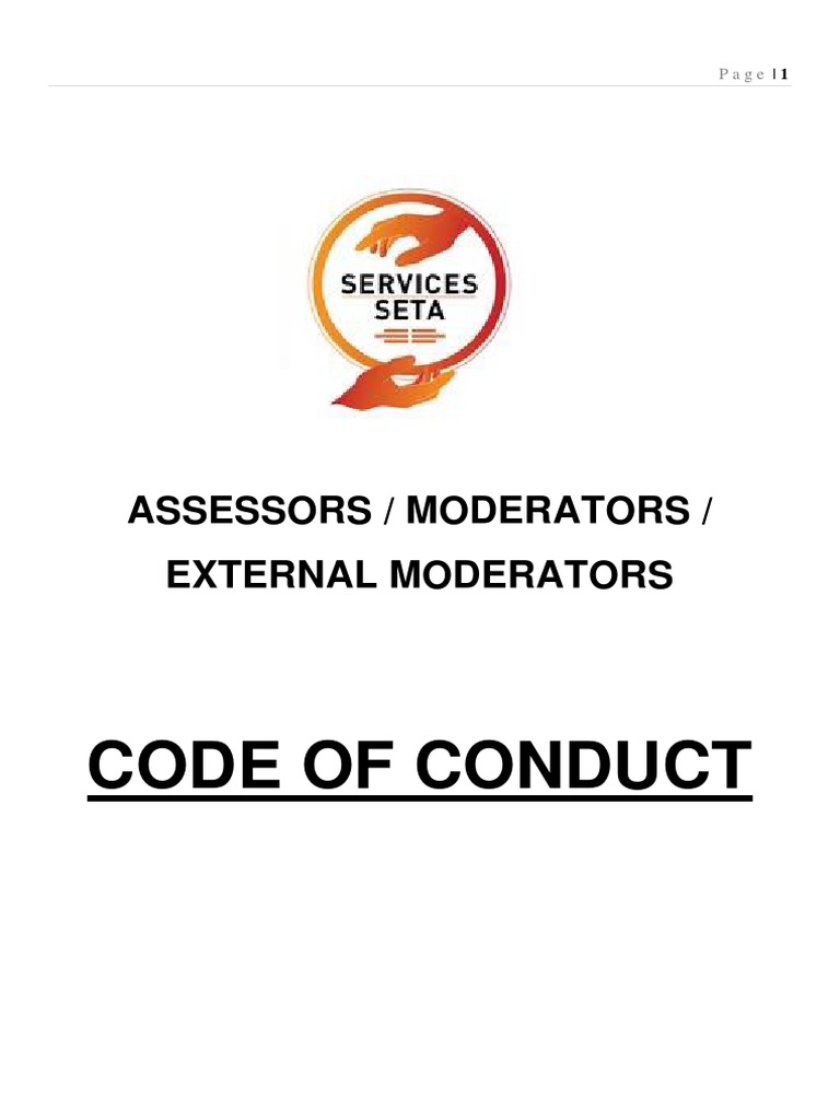 Code of Conduct: Assessors / Moderators / External Moderators | PDF ...