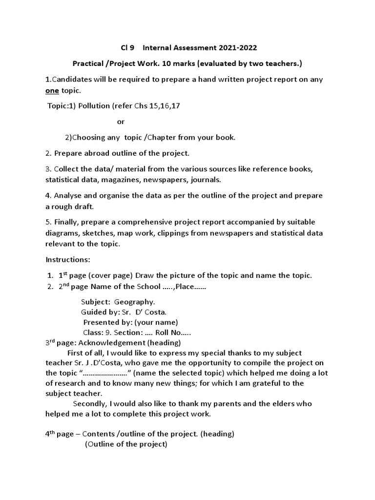 Class 9 Internal Assessment 2021-2022 | PDF | Map