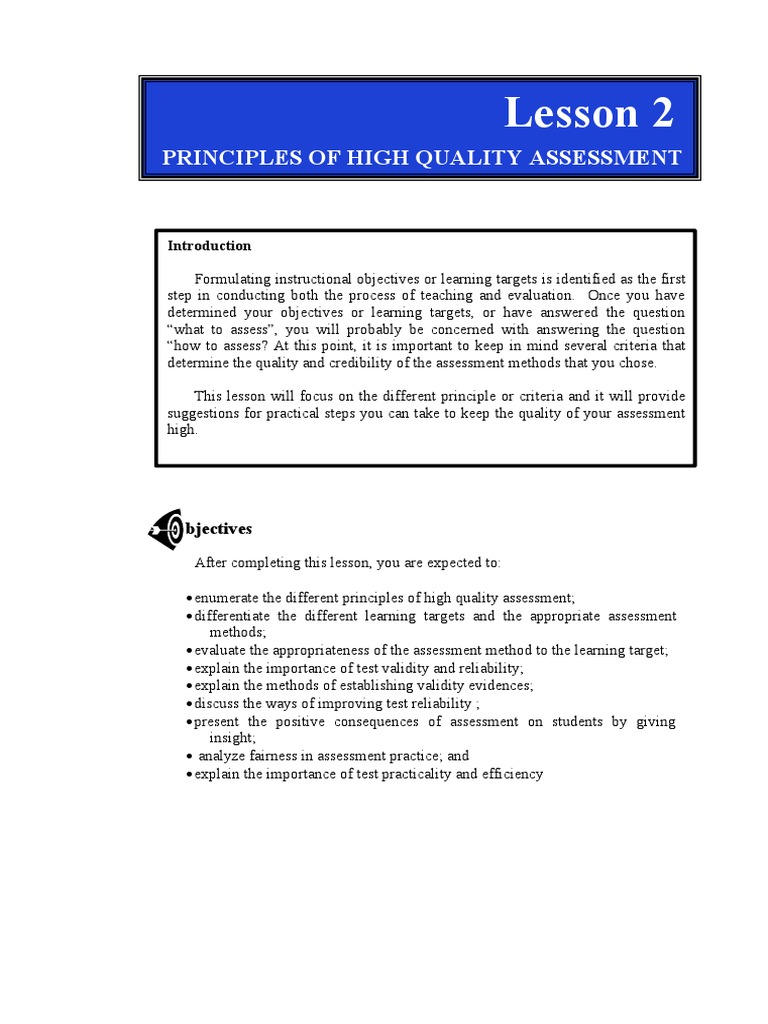Principles of High-Quality Assessment | PDF | Educational Assessment ...