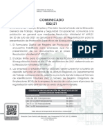 COMUNICADO 032_21 – Ministerio de Trabajo, Empleo y Previsión Social