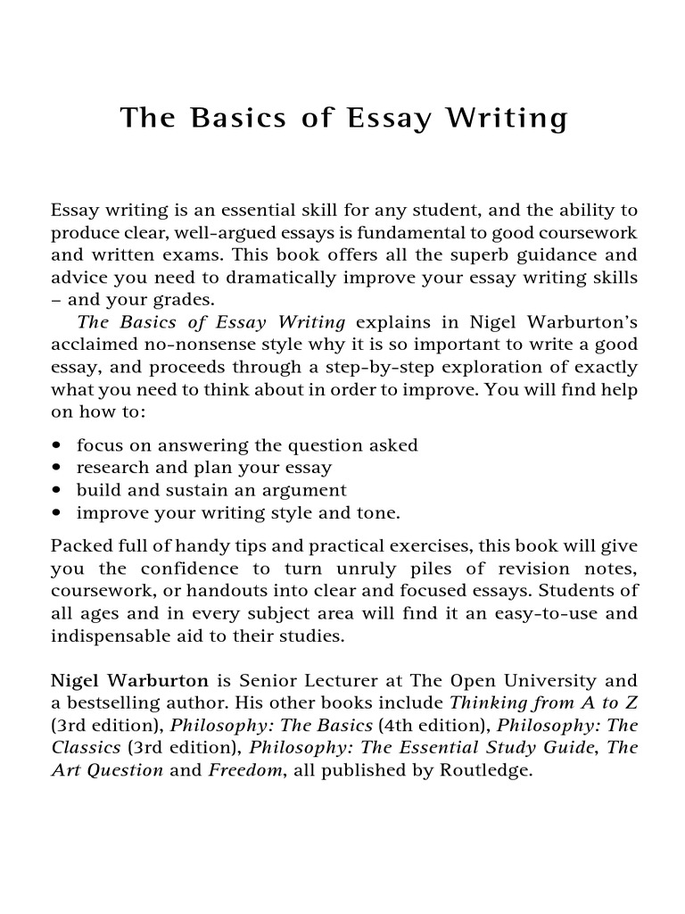 The Basics of Essay Writing Explains in Nigel Warburton's | PDF ...