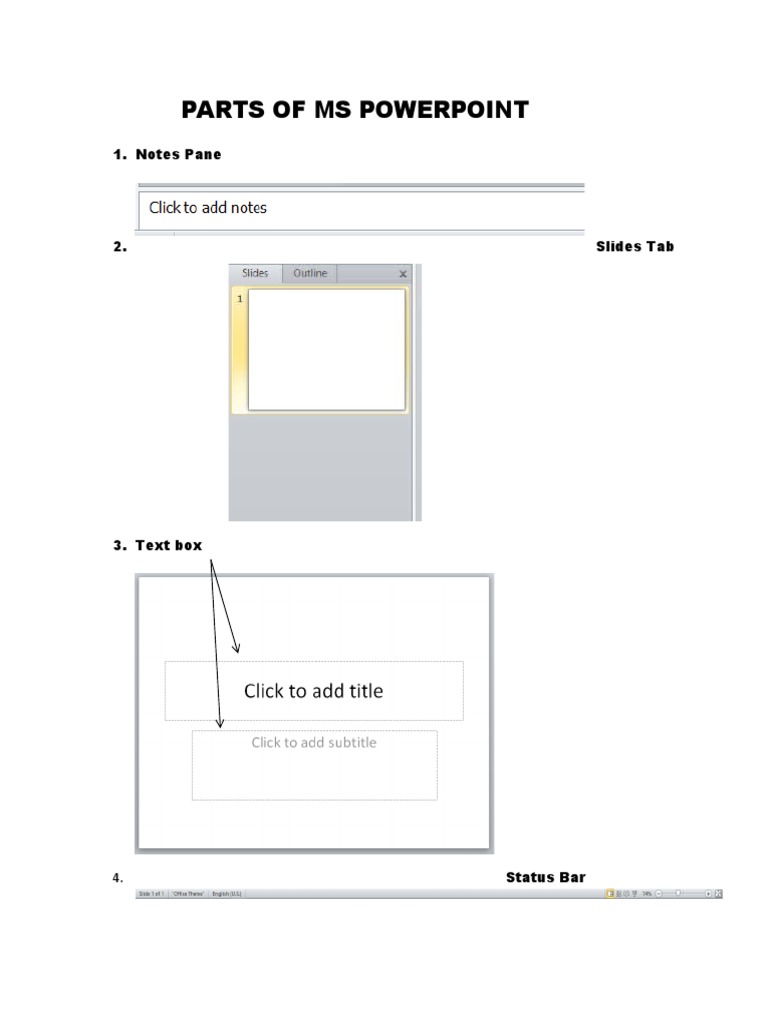 Parts of Ms Powerpoint 1. Notes Pane PDF
