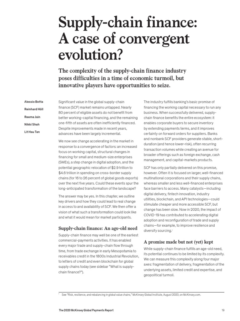 Mckinsey Chapter3SupplyChainFinanceACaseOfConvergentEvolution PDF Supply Chain