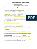 The Indian High School (Junior), Dubai Grade: 4 General Science RA 2 PRACTICE SHEET-2020-2021 - Name: - Div