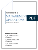 Management of Operations: Assignment - 1