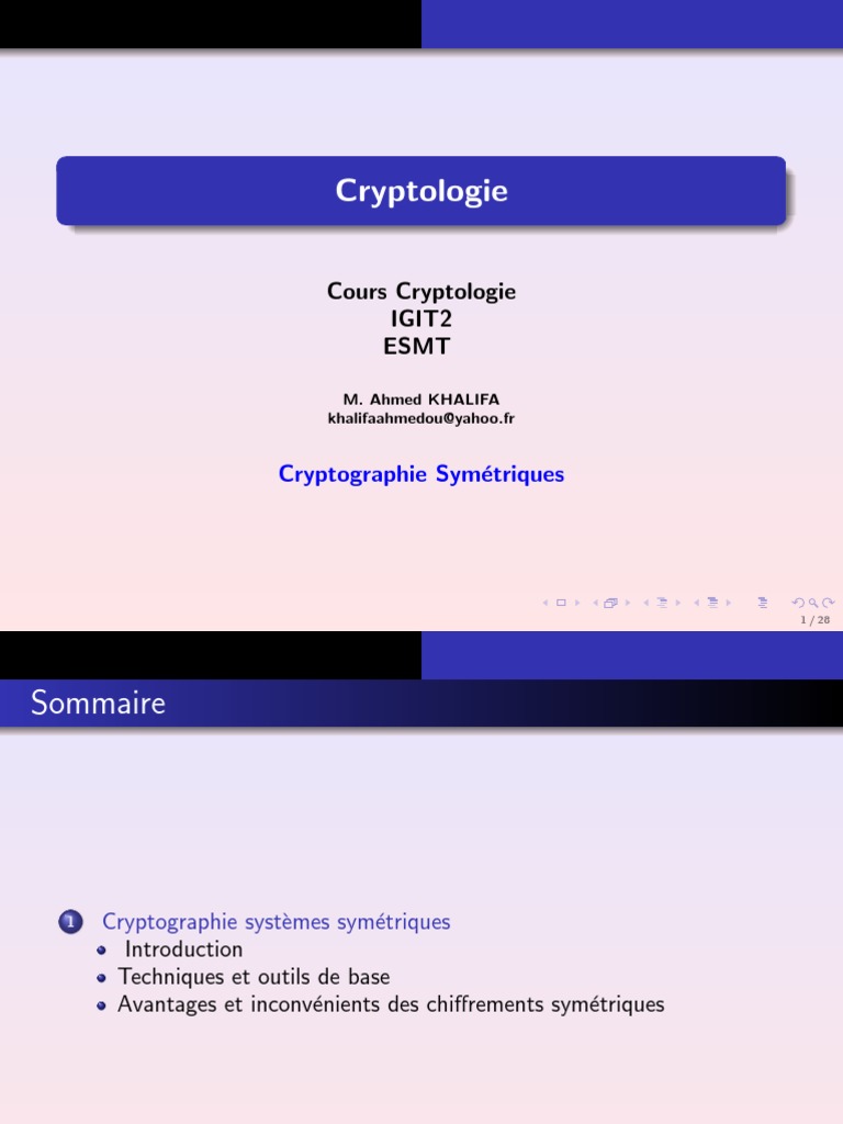 Introduction à la cryptographie symétrique | PDF | Cryptage | Cryptographie