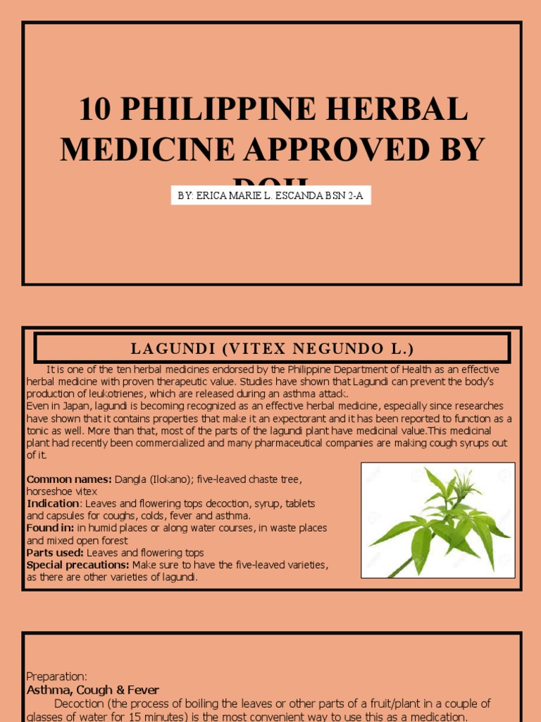 10 Philippine Herbal Medicine Approved by DOH By Erica Marie L