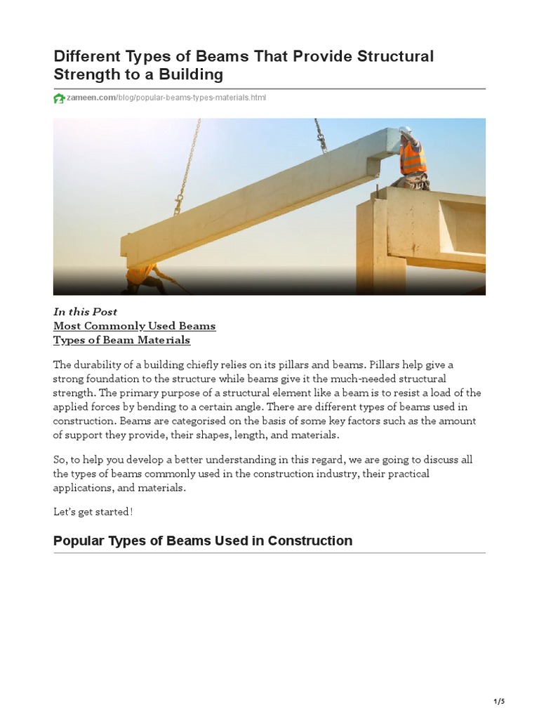 Types of Beams in Construction | PDF | Beam (Structure) | Concrete