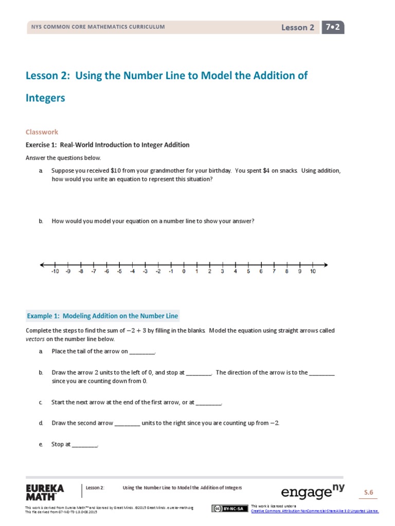 Lesson 2: Using The Number Line To Model The Addition of Integers | PDF ...