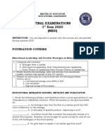 Final Examinations 1 Sem 2020 (MED) : Foundation Courses