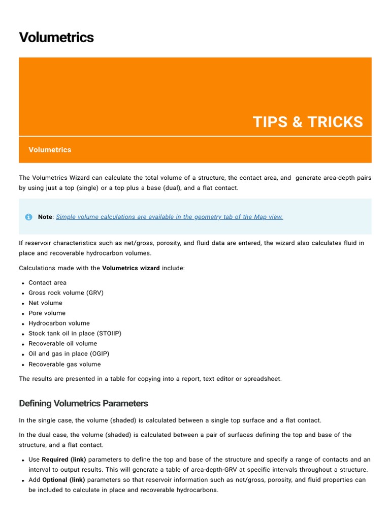 Oil and Gas Volumetrics Calculation Guide | PDF | Petroleum Reservoir ...