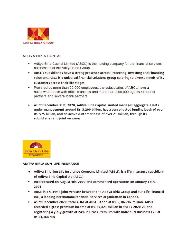 Aditya Birla Company Profile | PDF | Economies | Investing