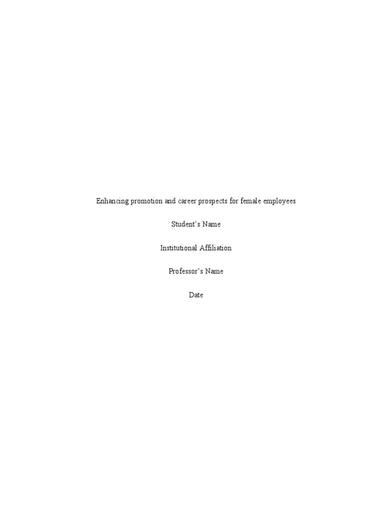 Enhancing Promotion and Career Prospects For Female Employees Student's ...