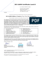 IEC 61850 Certificate Level A: IEC 61850 Edition 2 Parts 6, 7-1, 7-2, 7-3, 7-4 and 8-1