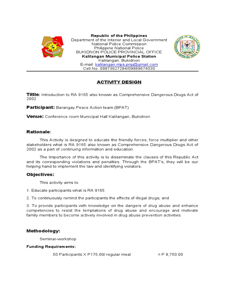 Anti-Drug Education Activities in Kalilangan | PDF | Government | Justice
