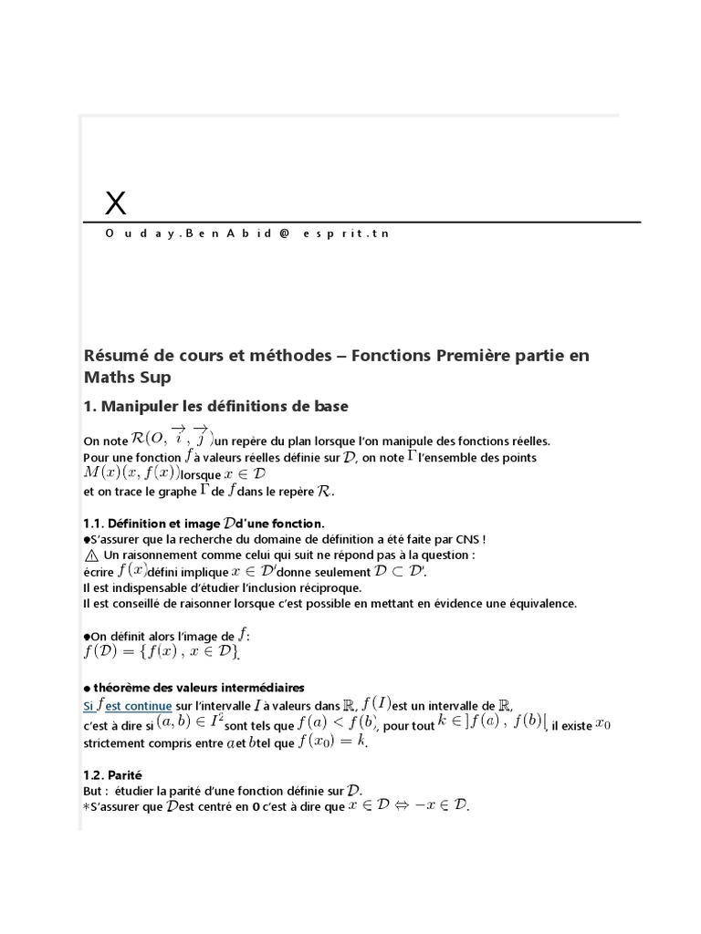 Cours et Méthodes en Maths Sup : Fonctions | PDF | Fonction monotone ...