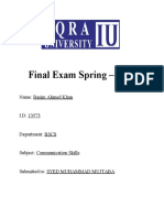 Final Exam Spring - 2021: Name: Basim Ahmed Khan