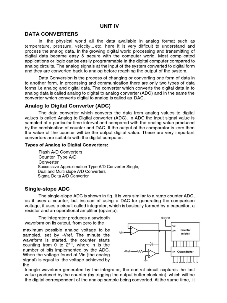 Unit Iv Data Converters: Types of Analog To Digital Converters | PDF ...