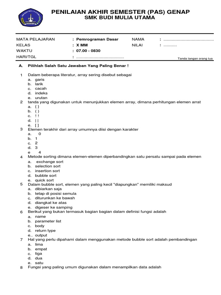 Indeks Array dan Metode Sorting dalam C++ | PDF