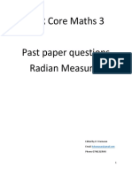 OCR Core Maths 3 Past Paper Questions Radian Measures: Edited by K V Kumaran Email: Phone: 07961319548