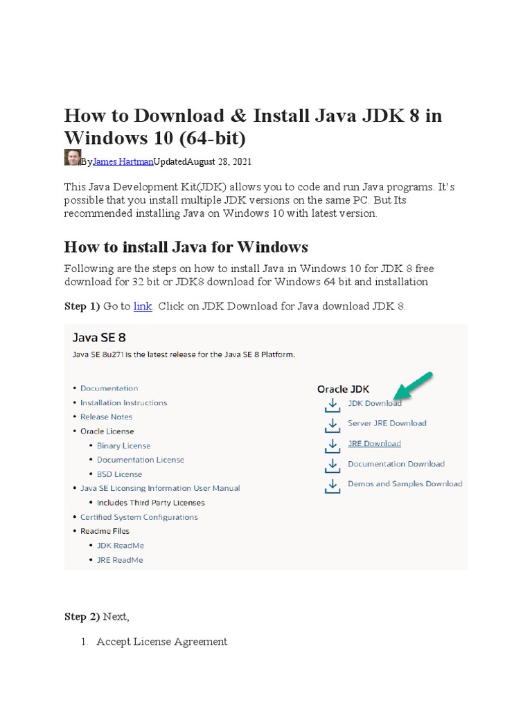 Install Java JDK 8 | PDF | Java (Programming Language) | Java.
