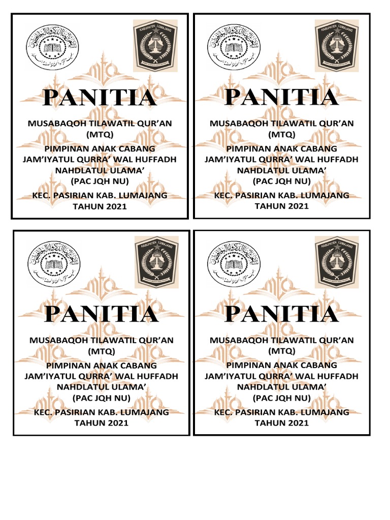 ID Card Panitia MTQ 2021 | PDF | Ilmu Sosial