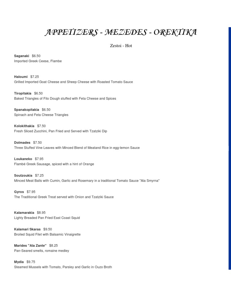 APPETIZERS Menu | PDF