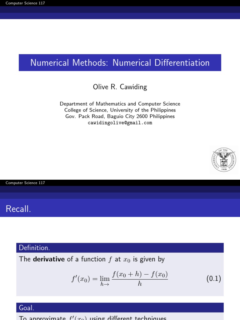 Numerical differentiation pdf derivative mathematics