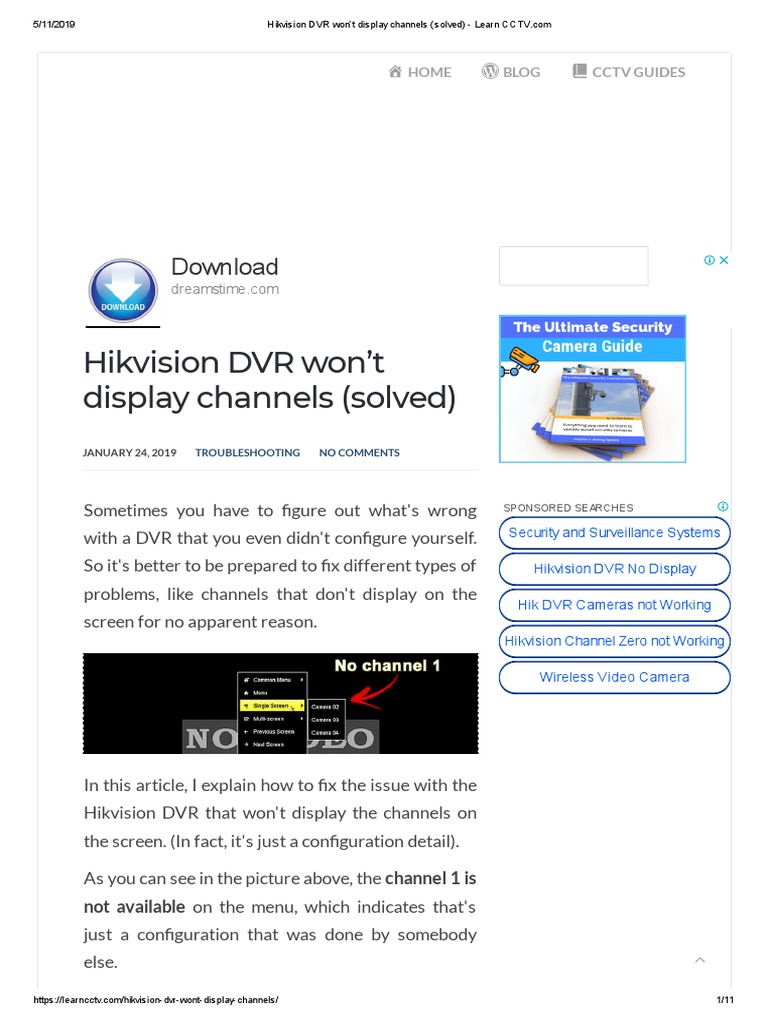 Hikvision DVR Won't Display Channels (Solved) Download PDF Closed Circuit Television
