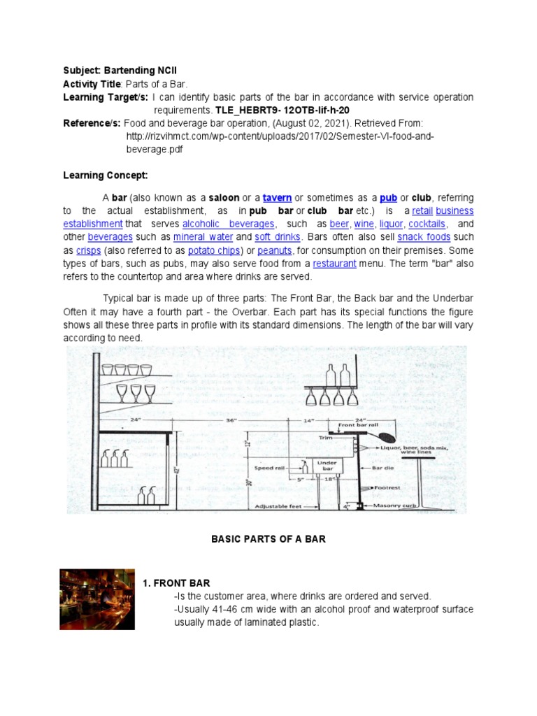 Anatomy of a Bar: Key Components | PDF | Bar (Establishment) | Drink