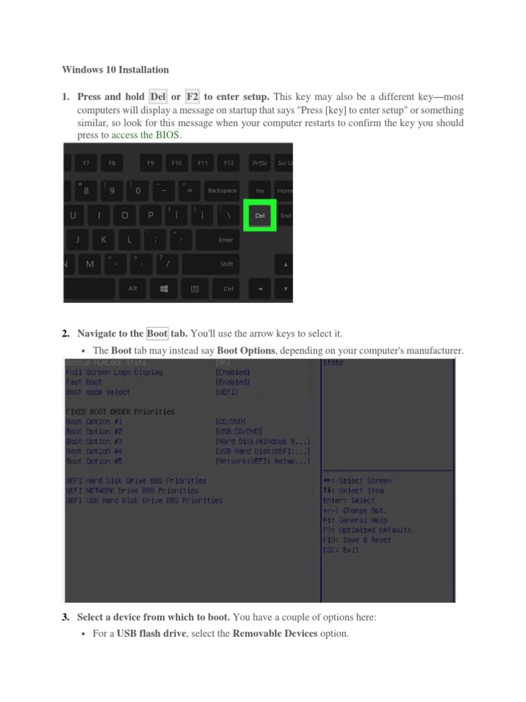 Step-by-Step Windows 10 Installation Guide | PDF | Booting | Windows 10