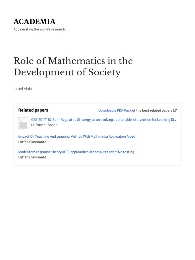 Role of Mathematics in Society's Development | PDF | Mathematics | Science