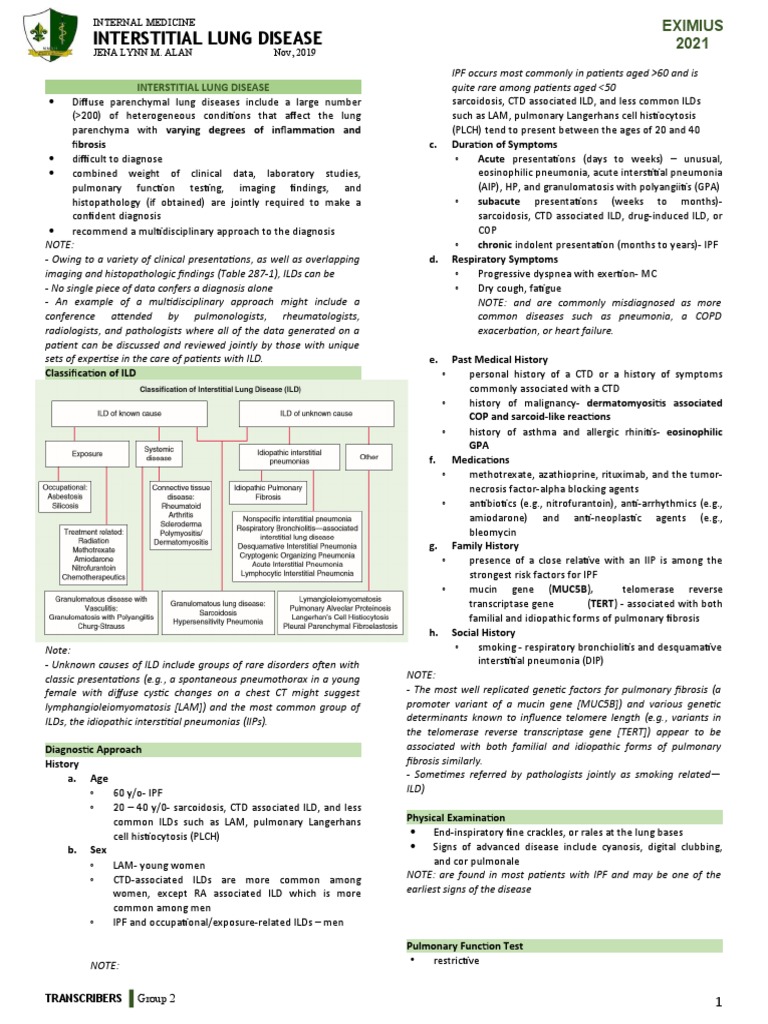 Interstitial Lung Disease Guide | PDF | Pneumonia | Clinical Medicine